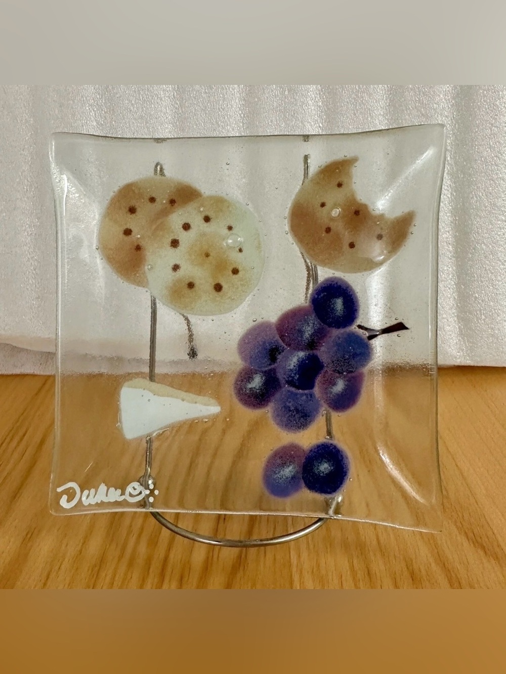 Decorative Fused Art Glass Plate  Painted Fruit by Andra Duree
